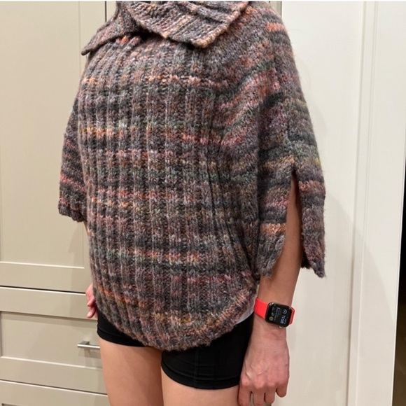 Maison Pholya Wool Blend Cowl Neck Poncho Sweater LXL Made in Italy Anthro - Picture 1 of 6